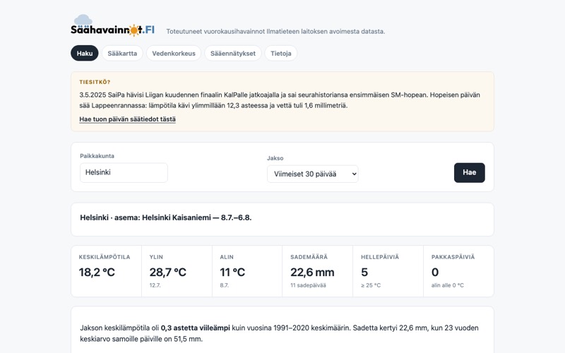 Ruutukaappaus: Säähavainnot